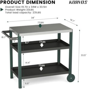 Get the party started with this KOVERS Movable Pizza Oven Trolley, featuring a stainless steel metal top and multiple compartments for outdoor food prep and dining. Perfect for patio, backyard or garden use.