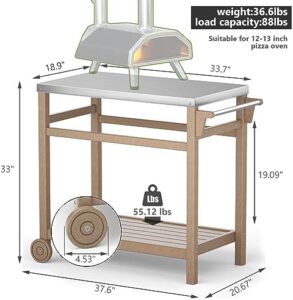 Here is the generated SEO meta description:

"Transform your outdoor dining experience with the TORVA Prep Cart, featuring a double-shelf design and wood color finish. Perfect for pizza oven and patio grilling needs. Enjoy 20% off this BBQ grill cart!"