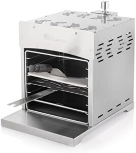 Experience the ultimate grilling experience with Fire Mountain's 4kW stainless steel grill, perfect for cooking any meat or pizza. Discover versatile height settings and portable design for effortless gatherings! (146 characters)