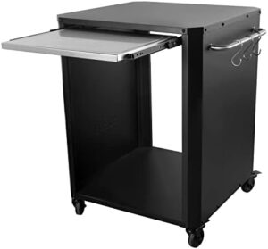 Elevate your outdoor dining experience with cozze's innovative table featuring a extendable chopping board, perfect for pizza ovens up to 60cm. Includes stainless steel hooks and space for gas bottle storage.