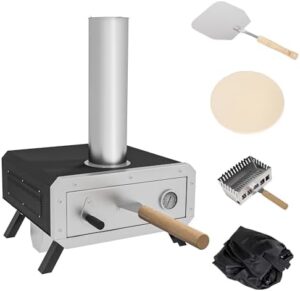 Here is the generated meta description:

"Cook outdoors with the Outsunny Portable Wood Pellet Pizza Oven, featuring a 12"-30cm rotating pizza stone and thermometer. Perfect for garden cooking, ideal for small spaces."
