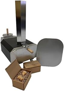 Cook authentic pizzas outdoors with Char Outdoors' handmade UK oven. Portable, stainless steel design features thermometer, peel, and pellets for a perfect wood-fired pizza night.