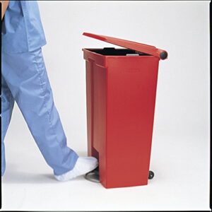 Discover the Rubbermaid Commercial Products Step-On Container, a mobile and spacious 87L red container ideal for indoor and outdoor use. Perfect for events or daily needs, with durable design and easy access.