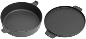 Perfect your Weber BBQ experience with the Duo Dutch Oven Accessory Set, featuring a cast iron casserole pan and grill-top cooking versatility for gourmet meals up to 7.25L, perfect for gas grills too.