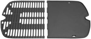 Upgrade your outdoor cooking experience with this Cast Iron Cooking Grate and Grill Griddle, perfect replacement parts for Weber Traveler portable gas grills. Durable iron construction and adjustable height fit your needs.