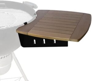 Elevate your outdoor cooking experience with the Grill Table Shelf, featuring HDPE construction, utensil hooks and compatibility with Weber Master Touch & Original Kettle Grills. Perfect for BBQ enthusiasts!