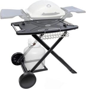 Elevate your outdoor BBQ game with the Portable Cart for Weber Q series, designed for effortless transport and storage. Perfectly suited for Q1200, Q1000, Q2200, Q2000, Q2400, and Ninja Woodfire OG700 Series gas grills.