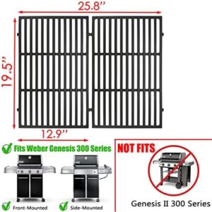 Upgrade your grilling experience with Weber Genesis grill parts, including 2 cast iron grids measuring 19.5x25.8 inches, perfect for Genesis E-310, E-320, E-330, S-310, S-320, and S-330 models.