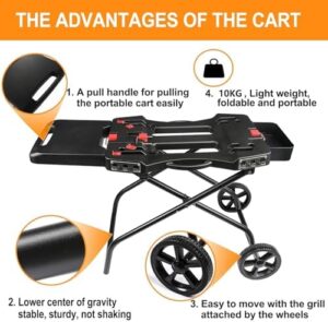 Get grilling freedom with the Weber Q1000/Q2000 & Blackstone portable grill cart, perfect for table top griddles and gas grills. Store utensils, condiments and more in its spacious compartments.