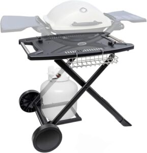 Discover the ultimate Portable Grill Cart for Weber Q Gas Grills and more. Folding design, compact storage, and sturdy construction. Perfect for outdoor cooking adventures with friends and family. Enjoy discounts on this versatile grill accessory!
