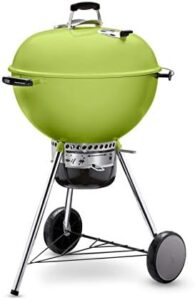 Discover the Master-Touch 22" Charcoal Grill, perfect for outdoor enthusiasts. Features adjustable vents and a compact design with a spring green finish.