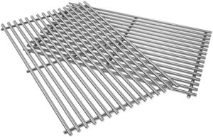 Upgrade your Weber Genesis II grill with these durable 18.75" stainless steel cooking grates, perfect for even heat distribution and easy cleaning. Save up to 20% on replacement parts!