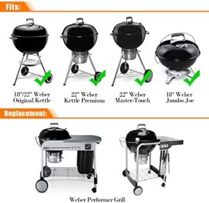 Perfect your outdoor grilling experience with the Weber Kettle Grill Stand, a premium charcoal cart with lid holder and tool storage, compatible with 18" & 22" Weber Original Kettles.