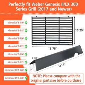 Enhance your grilling experience with Genesis II 300 Series Grill Grates Flavorizer Bars, perfect for Weber Genesis II E-310/E-315/E-335/S-310/S-335/S-345/SE-310/SE-330/LX S-340 models. Heat plate design and durable construction ensure optimal cooking results.