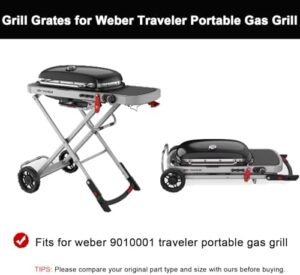 Upgrade your Weber Traveler gas grill with our Cast Iron Grill Grates, perfect for searing and cooking. Durable, rust-resistant design, ideal for 2PCS replacement.