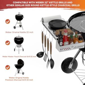 Upgrade your grilling experience with Charkettle's Stainless Steel Kettle Grill Side Table, perfect for Weber charcoal grills. Compact and space-saving design, ideal for outdoor gatherings.