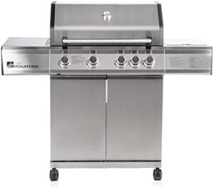 Discover the ultimate 4 Burner Premier Plus BBQ with stainless steel burners, side burner and large griddle. Perfect for garden parties and outdoor gatherings. Includes protective cover.