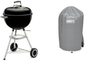 Discover the Black Classic Kettle Barbecue with grill cover, perfect for 47 cm charcoal grills. Compact and convenient, ideal for outdoor cooking.