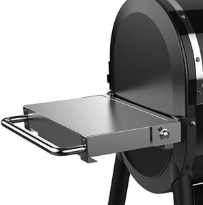 Elevate your outdoor gatherings with the SmokeFire Folding Side Table, featuring a sleek silver and black design. Perfect for camping trips or backyard barbecues.