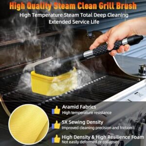 Elevate your grilling game with the Bristle-Free Steam Cleaning Grill Brush, safe for all grill & griddle surfaces. Heat-resistant head and perfect BBQ gift for men!