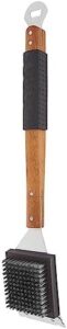 Elevate your grilling experience with the Mr. Bar-B-Q 06065SSX oversized grill brush featuring a rubber grip and finger design, ideal for scraping burnt food residue.