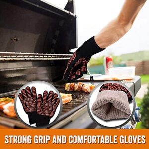 "Upgrade your outdoor cooking with Yukon Glory's Heavy Duty 5-Piece Grilling Tools Set. Includes durable stainless steel spatula, tongs, brush, grill fork and thick gloves for effortless grilling. Perfect gift set for BBQ enthusiasts!"