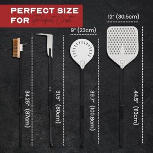Here is the optimized SEO meta description:

"Transform your pizza nights with this comprehensive CrustMaster set, featuring a rectangular peel, round turning peel, brass brush, and ash rake. Perfect for ovens & BBQs, these aluminum & stainless steel tools ensure flawless cooking every time."
