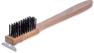 Here is the meta description:

"Effective grill cleaning with Carlisle's wood handle brush featuring a sturdy steel scraper. Perfect for removing food residue and grime from your barbecue."