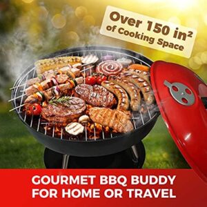 Perfect portable grill for your next barbecue party! Enjoy temp and charcoal control with dual vents on this lightweight BBQ Buddy.