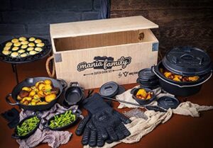 Cook up a storm with this 19-piece BBQ-Toro Dutch Oven Set, featuring cast iron pre-seasoned pieces and a wooden storage box, perfect for camping trips or backyard gatherings. Enjoy discounts on this complete cooking set.