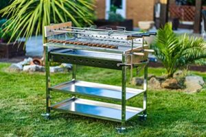 Maximise your outdoor cooking with the Extra Large Maxking Cypriot Stainless Steel Rotisserie Charcoal BBQ, perfect for family gatherings and large events. Enjoy 20% off on this premium rotisserie grill!