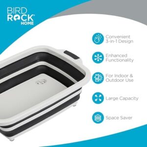 Here is the generated meta description:

"Elevate your outdoor cooking with Birdrock Home's large collapsible BBQ prep board and caddy tub, featuring a 12.4-quart capacity, colander, lid, and silicone bowl for kitchen and picnic use."
