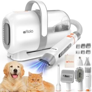 Master dog groomer's essential kit: vacuum, clippers & 7 tools for efficient shedding and grooming. Perfect for cat & dog owners seeking a thorough cleaning solution.