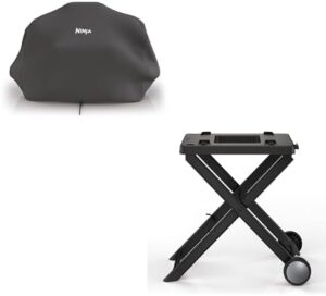 Perfectly cook and store your outdoor grill food with the Ninja Folding Grill Stand for Woodfire Electric BBQ. Compact design, easy folding, and included grill cover.
