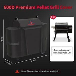 Protect your Traeger Pellet Grill 885 Series with the Comnova Pellet Grill Cover, made from durable 600D material and featuring a water-resistant design. Perfect for outdoor use, this cover ensures long-lasting durability against the elements.