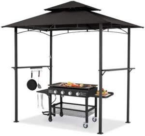 Here is the optimized SEO meta description:

"Transform your outdoor gatherings with this sturdy UNIONLINE Double-Tier BBQ Gazebo, featuring a 2.5m canopy and stable steel frame, perfect for patios and gardens up to 8x5ft."
