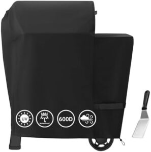 Protect your Weber Searwood 600 Pellet Grill with the FuPatio Cover, featuring heavy-duty 600D waterproof material and dimensions of 39.5" L x 26" W x 47.5" H. Perfect for outdoor use! Save on grill accessories today.