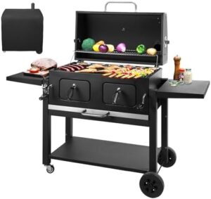 Master the art of outdoor cooking with this Large Charcoal BBQ featuring adjustable trays and waterproof cover, perfect for al fresco dining.