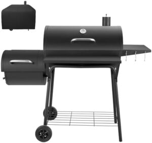 Discover the Kendane Charcoal BBQ Grill with Offset Smoker, a large oil drum barbecue perfect for outdoor garden gatherings. Enjoy smoky flavors with 2 adjustable vents and a durable design.