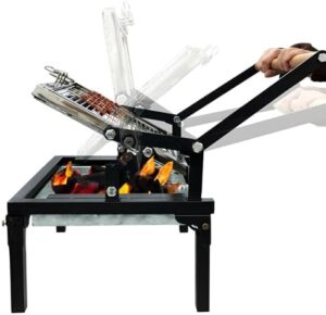 Discover the ultimate portable BBQ grill for camping trips and backyard gatherings. Features a 360-degree rotating cooking grid, compact design, and foldable construction perfect for picnics and beach parties.
