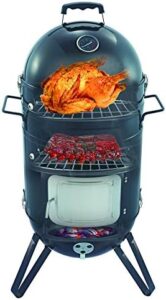 Perfect your outdoor cooking with the Callow Retail Charcoal Smoker BBQ Grill, a premium 3-in-1 portable steel and carbon grill featuring smoker rack, cooking grate, hanging rack, hooks, thermometer, and cover.