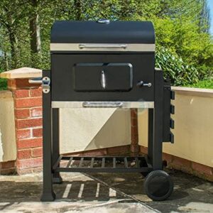 Perfect your outdoor gatherings with the KCT Deluxe Charcoal Barbecue Trolley Grill, featuring a sturdy design and 2 adjustable cooking grills. Enjoy discounts on BBQ essentials with this versatile and compact grill.