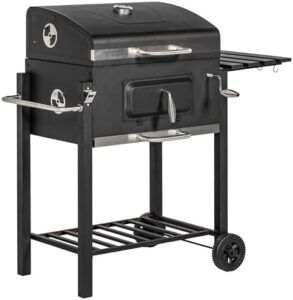 Here is the meta description:

"Upgrade your outdoor cooking experience with the Outsunny Charcoal Grill BBQ Trolley featuring adjustable charcoal grate, side table and wheels. Perfect for garden gatherings! Grab this deal on Amazon and get ready to grill in style."