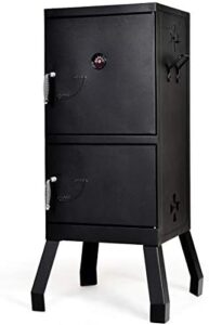 Experience the art of slow cooking with TANGZON's 2-Layer Vertical Charcoal Smoker, featuring 8 vents and built-in thermostat for precise control. Perfect for camping or travel!