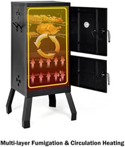 Experience the art of slow cooking with TANGZON's 2-Layer Vertical Charcoal Smoker, featuring 8 vents and built-in thermostat for precise control. Perfect for camping or travel!