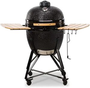 Discover the KAMADO BONO Ceramic BBQ Grill, perfect for dual zone grilling and smoking. Enjoy effortless cooking with its 23" Grande size and black finish. Perfect for outdoor cooking enthusiasts!