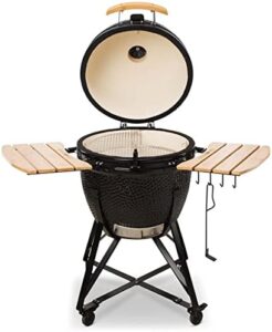 Discover the KAMADO BONO Ceramic BBQ Grill, perfect for dual zone grilling and smoking. Enjoy effortless cooking with its 23" Grande size and black finish. Perfect for outdoor cooking enthusiasts!