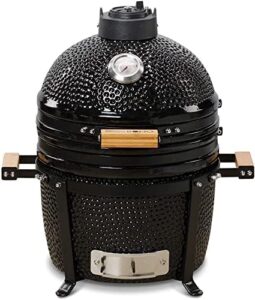 Get perfect smoky flavors with the KAMADO BONO Ceramic BBQ Grill's 15" compact design, ideal for cooking, smoking, and baking.