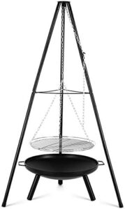 Discover the ultimate portable fire pit experience! Adjustable height and swivel grill design perfect for camping, picnics or backyard gatherings. Durable steel construction and compact size make it easy to take anywhere.