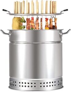 Discover a smokeless charcoal BBQ experience anywhere with this Portable Vertical Charcoal Smoker Grill, perfect for camping and outdoor adventures. 3-in-1 grill design for versatile cooking.